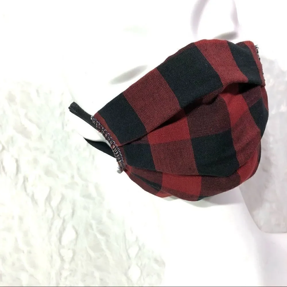 Buffalo plaid red face mask PPE protection cover